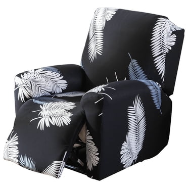 Dznils Housse Imprimée pour Fauteuil Inclinable, Housse Extensible en Polyester pour Sofa Inclinable, Feuilles Noires