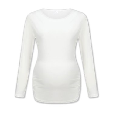 Drppepioner Women's Plus Size Ladies Fashion Solid Color Long Sleeve Pregnant Woman Casual Clothe Top maternity tshirt White
