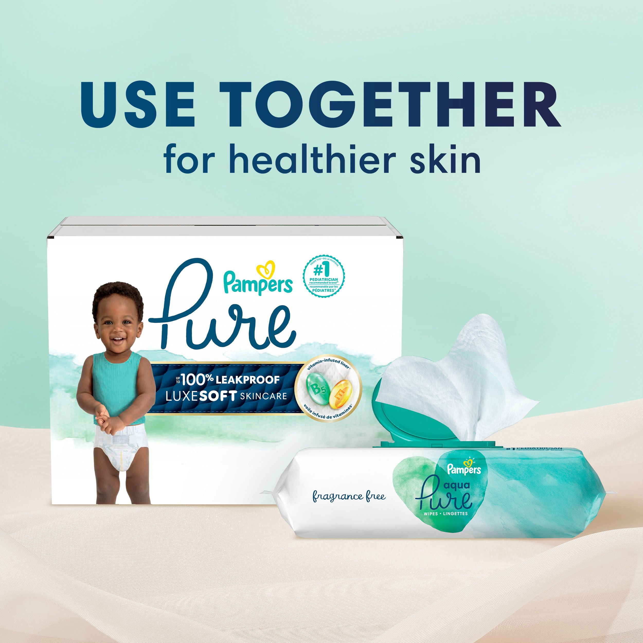Pampers Pure Couches pour Bébés, Taille 6 (35+ lbs), 42, jusqu'à 100 % Anti-Fuites, Couches Douces Hypoallergéniques de Qualité Supérieure