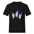 thumbnail image 4 of Pompotops Femmes Filles Grande Taille Chemise à Imprimé Plume Manches Courtes T-Shirt Blouse Hauts, 4 of 7