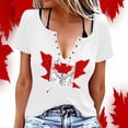 thumbnail image 1 of T-shirt pour Femmes Canada à Col Rond, Manches Courtes, Feuille d'Érable, Fête du Canada, Chandail Patriotique, Graphique, T-Shirt pour Femmes, 1 of 3