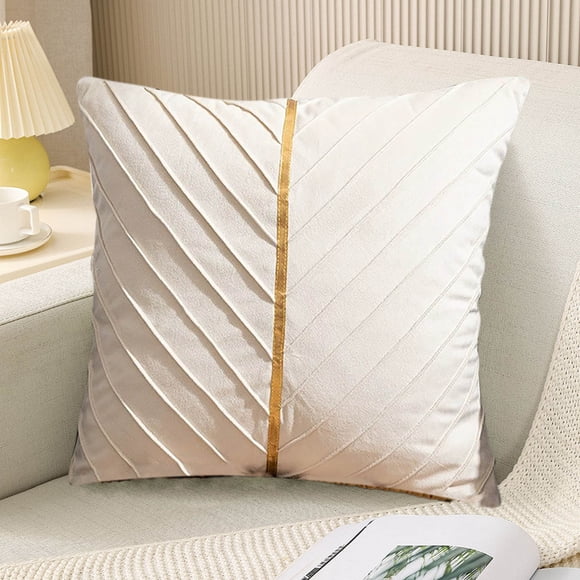 Birdeem Solid Color Velvet Pleated Pillow Cover, Sofa Cushion and Office Lumbar Support, Quilted Design for Comfort, 18x18 Inch Size, Perfect for Bed Headboard and Back Support