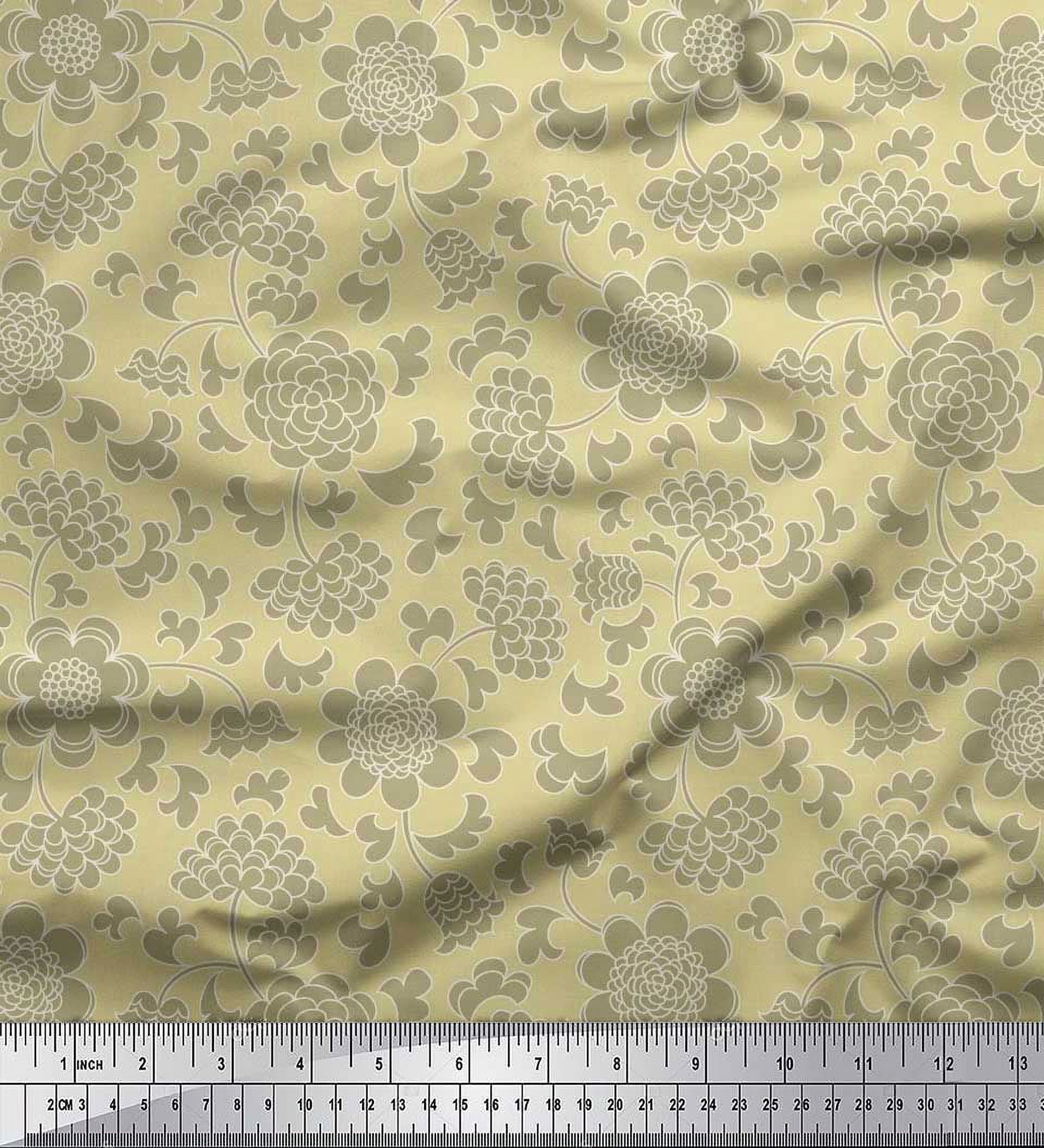 Soimoi Cotton Cambric Fabric Flower Artistic Print Fabric by Yard 56 Inch Wide