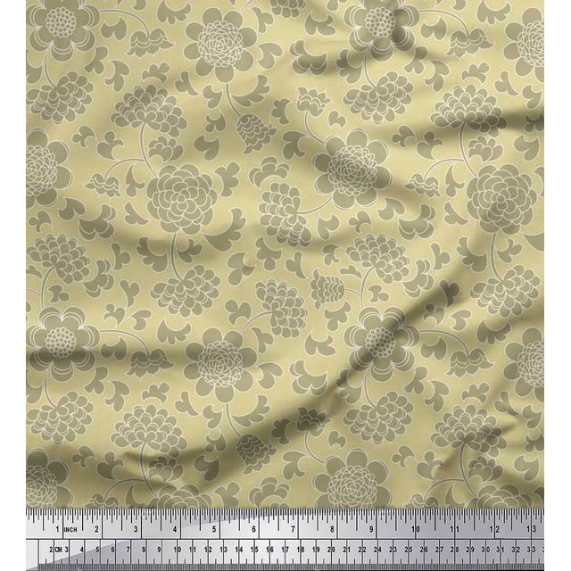 Soimoi Cotton Cambric Fabric Flower Artistic Print Fabric by Yard 56 Inch Wide