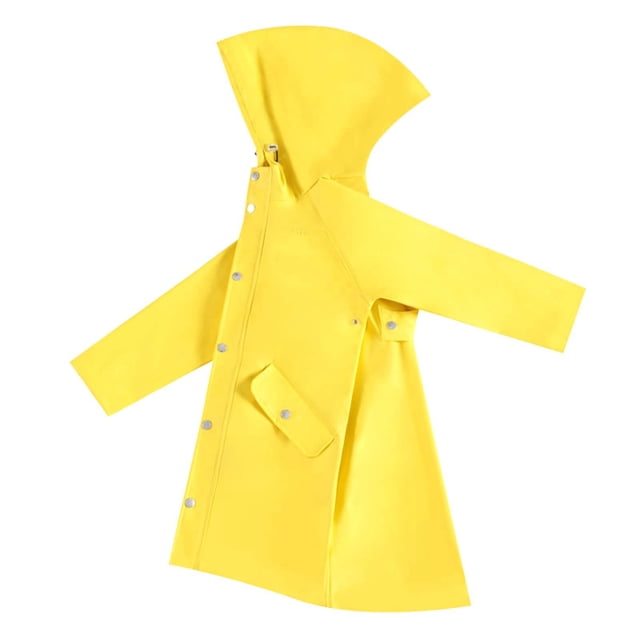 MIASHUI Poncho de Pluie Imperméable pour Enfants, Léger, Réutilisable, à Capuche, pour l'École et l'Extérieur, Jaune, 7-8 Ans