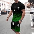 thumbnail image 1 of Men's Summer Tracksuit Plus Size Short Sleeve O Neck Athletic Suit Casual Color Block Waist Tracksuit Set, 1 of 4