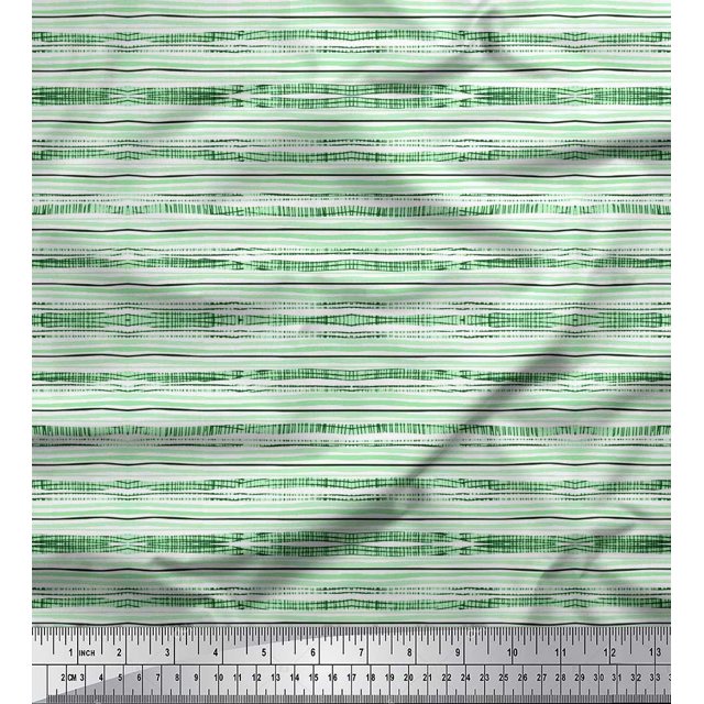 Soimoi Poly Georgette Fabric Horizontal Stripe Printed Fabric 1 Yard 42 Inch Wide