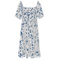 thumbnail image 4 of Plus Size Dresses Floral Casual Party V Neck Short Sleeve Wrap Waist Ruffle with Pockets Spring Dress White L, 4 of 4