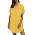 thumbnail image 2 of Ovzne Robes pour Femmes 2025 Robe d'Été Robe d'Été pour Femmes Chemise-Jupe Boutonnée avec Col en Coton et Lin Mini-Robe Robe-Chemise Robe d'Été Liquidation, 2 of 7