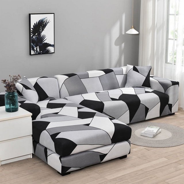 MesaSe Stretch Sofa Cover Full Coverage Couch Slipcover Removable Sofa Protector Elastic Band Hem for 1/2/3-Seat Sofa(Zebra Pattern Double)