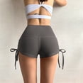 thumbnail image 2 of Dealovy Yoga Shorts for Women Seamless High Waisted Side Lace-Up Workout Gym Compression Shorts, 2 of 7