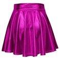 thumbnail image 3 of Shiny Flared Pleated Skirt, Solid Color Mini Polyester Fiber Metallic Glossy Skirt Fashionable  For Performance Black,Red,Golden,Purplish Red,Purple,Silver, 3 of 6