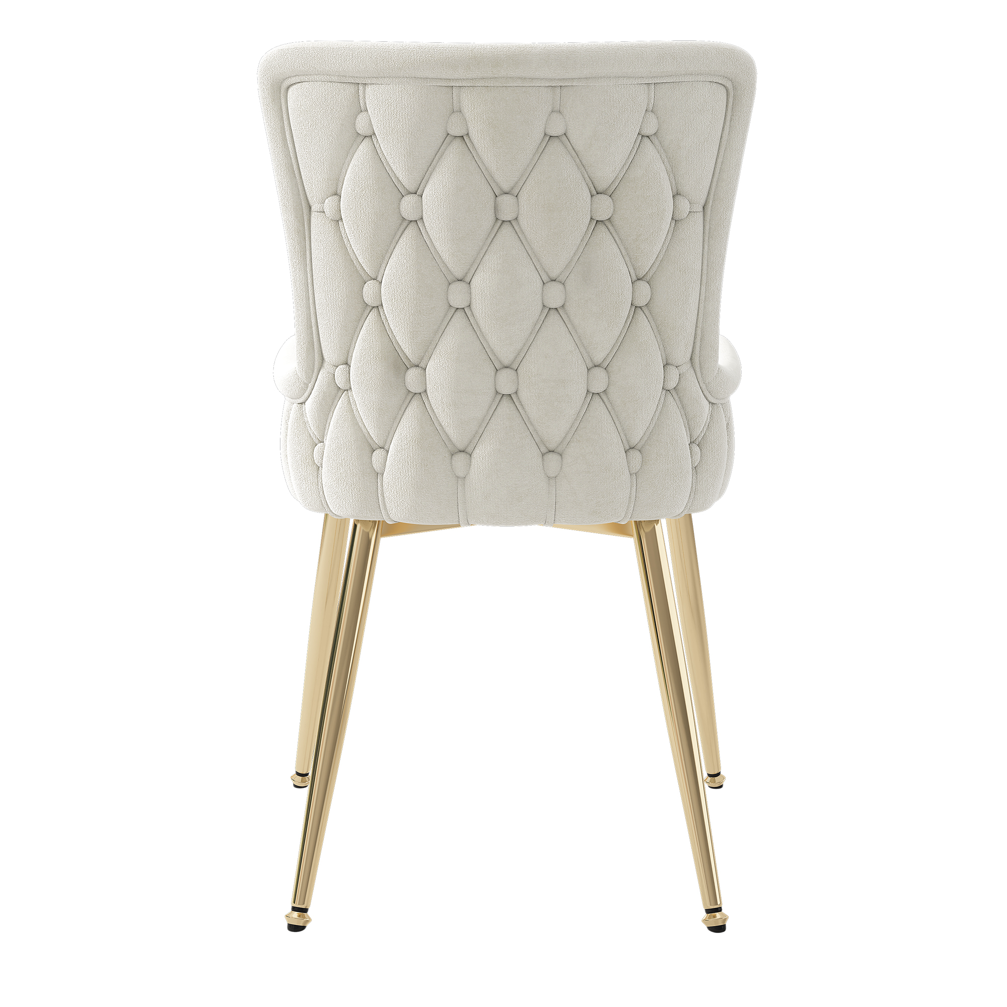 Noble House Ensemble de 4, Chaises de Salle à Manger en Velours, Chaise Capitonnée de Luxe Léger avec Quatre Pieds en Métal Doré, Beige