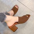 thumbnail image 4 of WLOELOEW Casual Brown Sandals For Women Square Toe Design Block Heel Mesh Material Foot Length 9.45 Inches Us Size 6.5, 4 of 9