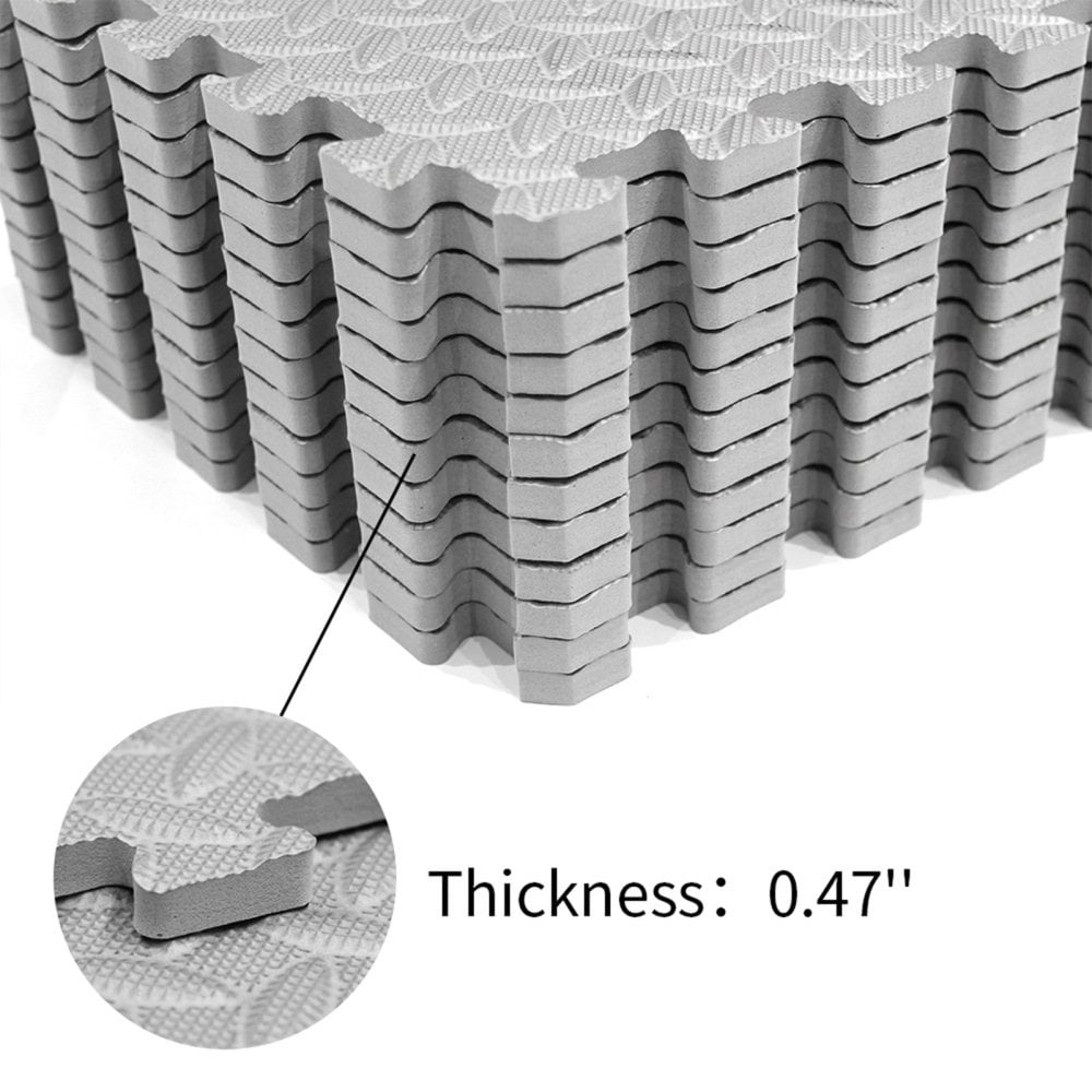 12PCS Interlocking Floor Mat EVA Puzzle Rubber Tiles Soft Foam Exercise Mats for Home Gym Yoga Fitness