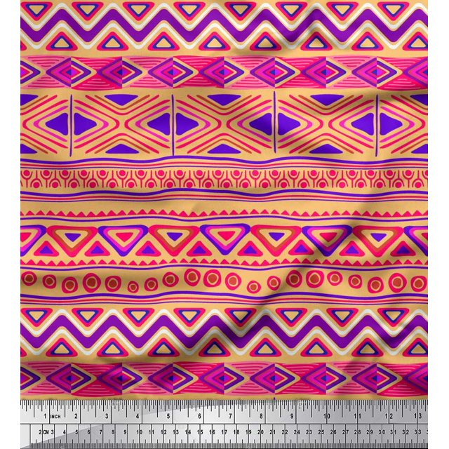 Soimoi Velvet Fabric Aztec Geometric Decor Fabric Printed Yard 58 Inch Wide