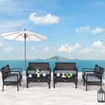 thumbnail image 3 of Patiojoy Ensemble de Conversation de Patio Extérieur en Rotin Osier 4 Pcs Canapé Coussiné Table Basse, 3 of 6