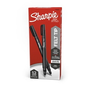 Sharpie Felt Stylos de pointe, point fin (0.4 mm), encre noire, 12 Nombre
