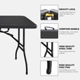 thumbnail image 3 of Newest 6ft Folding Table, Portable Plastic Table for Camping, Picnics, Parties, High Load Bearing Foldable Table Black, 3 of 8