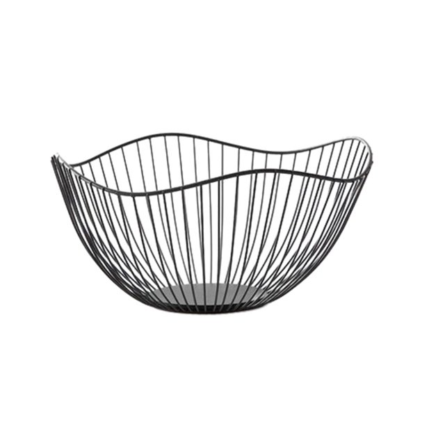kurtrusly Sturdy And Durable Metal Fruit Baskets Large Capacity Open Wire Exquisite Appearance Wide black Straight large 1Set