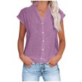 thumbnail image 2 of QIPOPIQ Womens Casual Short Sleeve Button Down Shirts V Neck Collared Shirt Tops Blouses with Pockets Clearance, 2 of 6