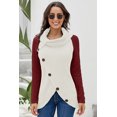 thumbnail image 3 of Chandails Femme Chauds Chandails Asymétriques Tricotés Col Roulé Uni Cache-Cœur Tricoté Manches Longues Chemises Hauts Décontracté TG, 3 of 5