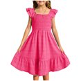 thumbnail image 1 of Tranfacy Casual Dresses for Girls,Girls Ruffle Dress,Summer Dresses Cute Double Layer Ruffle Sleeve Smocked Flowy Dress, 1 of 4
