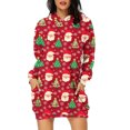 thumbnail image 2 of TIMIFIS Robe Chandail à Capuche Imprimé de Noël Laid pour Femmes Robe Midi Ample à Manches Longues avec Poche Cadeaux de Noël pour Femmes, 2 of 6