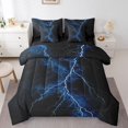 thumbnail image 1 of 7 Pcs Lightning Comforter Set,Mysterious Sky Natural Disaster Trippy Bedding Set,Modern Blue Lightning 3D Print Bed Set(Comforter+Fitted+Flat Sheet+Pillowcases+Pillow Covers),Twin, 1 of 5