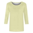 thumbnail image 4 of Aqestyerly Women's Solid Mid-Length T-shirt,Casual 3/4 Sleeve Round Neck Loose Blouse Top HWRETIE, 4 of 5