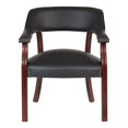 thumbnail image 3 of Fauteuil d'Appoint Traditionnel en Vinyle Noir et Pieds en Acajou, 3 of 5