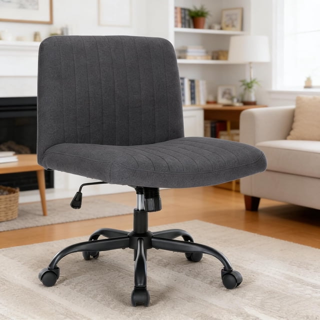 Wide Office Chair with Wheels Armless Office Chair Mid Back Computer Task Chairs for Make Up( with Wheels)