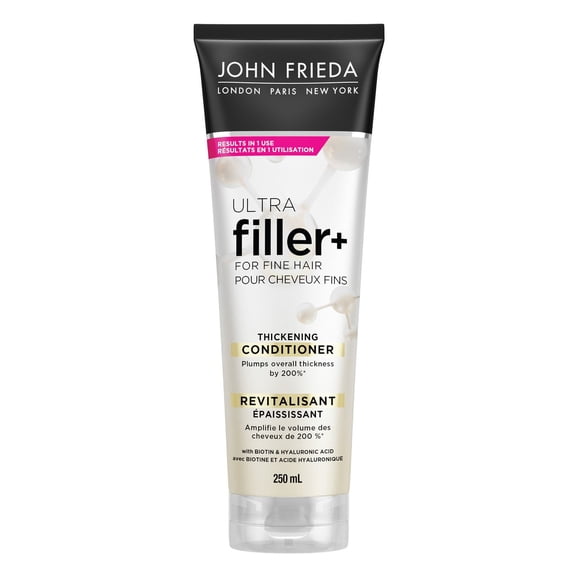 John Frieda Ultra Filler+ Thickening Conditioner for Fine & Thin hair, Infused with biotin and hyaluronic acid, reduce hair loss due to breakage
