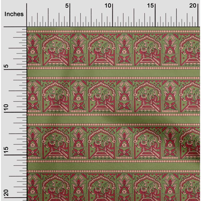 oneOone Silk Tabby Fabric Ethnic Block Printed Craft Fabric BTY 42 Inch Wide