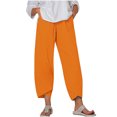 thumbnail image 1 of Timegard Plus Size Pants for Women Elastic Waist Solid Color Comfy Fall Casual Crop Pants with Pockets, 1 of 5