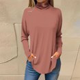 thumbnail image 2 of FAIWAD Women's Turtleneck Long Sleeve Tops Basic Layering Irregular U Hem Soft Underwear Tunic Tops, 2 of 4