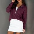 thumbnail image 4 of Erwazi Womens Half Zip Pullover Top Waffle Long Sleeve Lapel Functional Pocket Work To Weekend Versatile Blouses, 4 of 8
