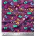 thumbnail image 1 of Soimoi Modal Satin Fabric Camera,Hat & Briefcase Travel Print Fabric by The Yard 42 Inch Wide, 1 of 4