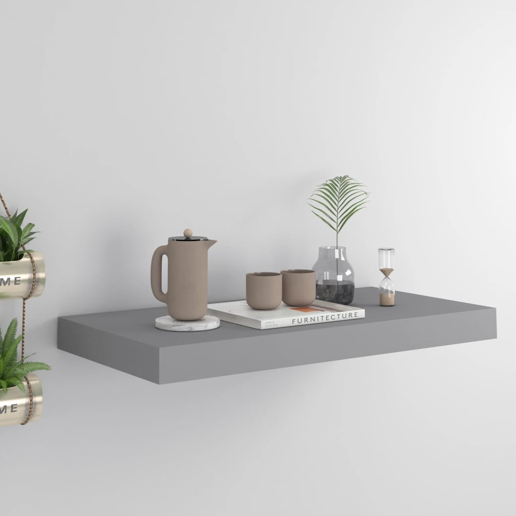 vidaXL Tablette Murale Flottante Gris 50x23x3,8 cm MDF