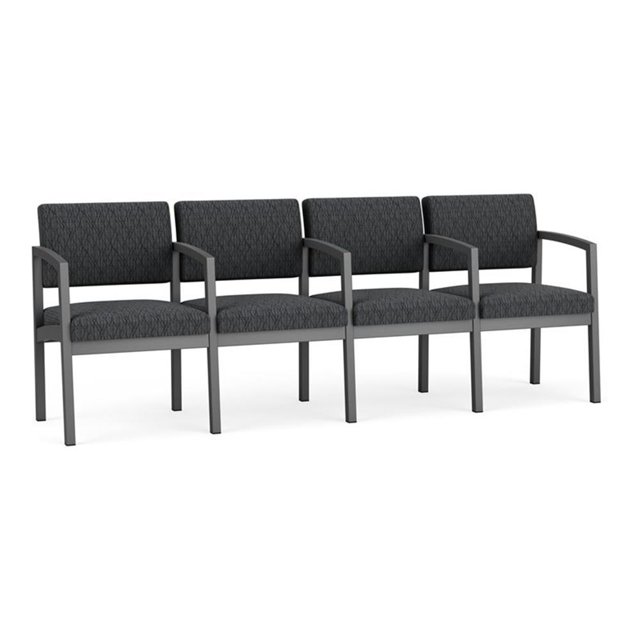 Lenox Steel Reception Waiting 4 Seats Chair / Charcoal Steel / Dark Gray