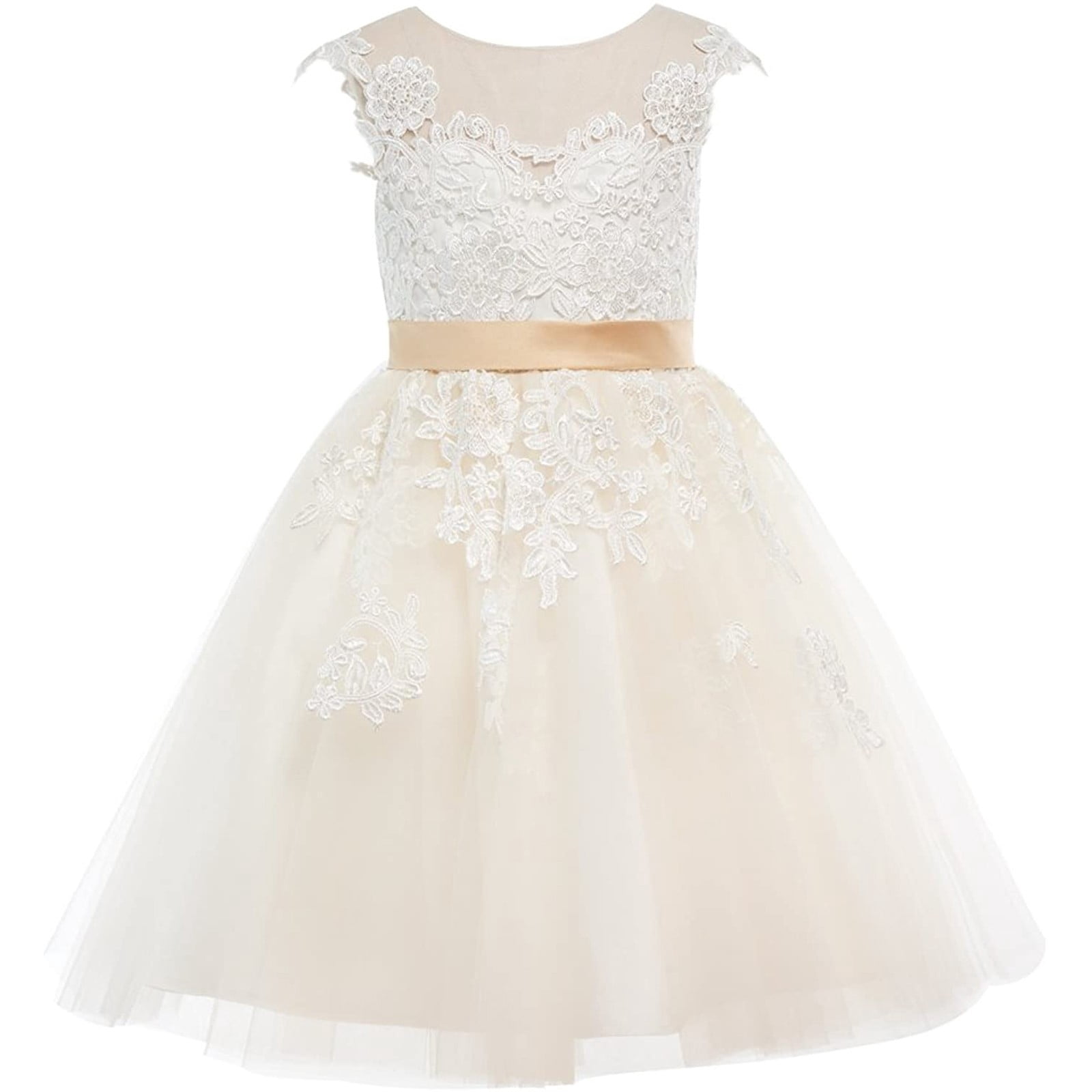 B91xZ Robe Petite Fille Imprimée Décontractée de Fête Robe Tournoyante pour Enfants, Beige 6