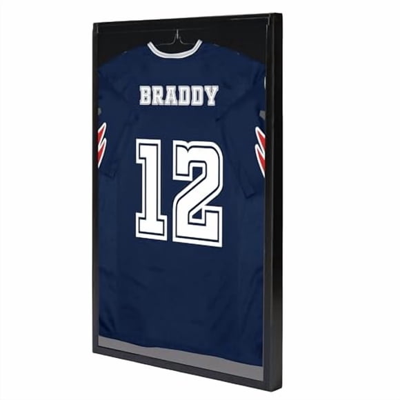 PENNZONI Jersey Frame Display Case - Crystal Clear Acrylic Jersey Frame for Baseball, Football, Hockey, Soccer & Basketball, Jersey Shadow Box - Black