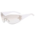 thumbnail image 2 of Fashion Men Women Star Wrap Around Sunglasses Cycling Rimless Futuristic Sunglasses, 2 of 4