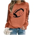 thumbnail image 4 of Chandails à Col Rond à Manches Longues Manteaux de Sport pour Femmes pour Femmes Chandails Décontractés à Manches Longues Ensemble pour Femmes Chandails à Enfiler Sans Capuche à Imprimé Graphique de Football Haut Blouse, 4 of 4