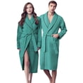 thumbnail image 1 of Canadian Linen Women Shawl Collar Terry Waffle Bathrobes Soft Absorbent Cotton Bathrobes for Shower bath Womens Spa & Salons Lounge Robes, Large, Teal, 1 of 7