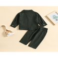 thumbnail image 4 of POINTERTECK Toddler Baby Boy Cotton Linen Pants Set Solid Color Long Sleeve Button Down T-Shirt Tops Pants Fall Clothes Outfit, 4 of 7