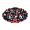 thumbnail image 1 of IH Casa Decor Embossed Oval Metal Sign Motorcycle Garage, 1 of 3