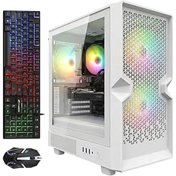 STGAubron Gaming PC Computer Desktop, Ryzen 3 3200G up to 3.6GHz, Radeon RX 580 8G GDDR5, 16G DDR4, 1T SSD, WiFi 6, BT 5.0, RGB Fan x 3, Windows 11 Home