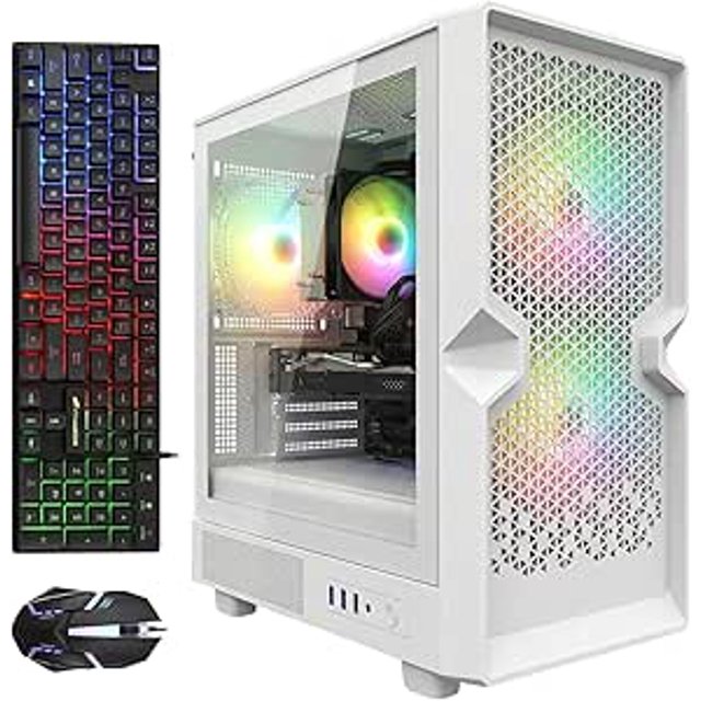 STGAubron Gaming PC Computer Desktop, Ryzen 3 3200G up to 3.6GHz, Radeon RX 580 8G GDDR5, 16G DDR4, 1T SSD, WiFi 6, BT 5.0, RGB Fan x 3, Windows 11 Home