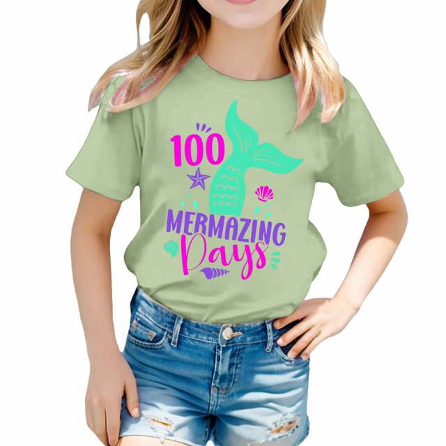 TZEWGL Chemise Décontractée pour Fille Garçon Mignonne à Imprimé Graphique Col Rond Manches Courtes Vêtements pour Infnants Taille 4-5T